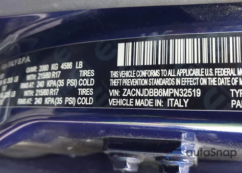 2021 Jeep Renegade Latitude 4X4 from USA, damaged, VIN ZACNJDBB6MPN32519